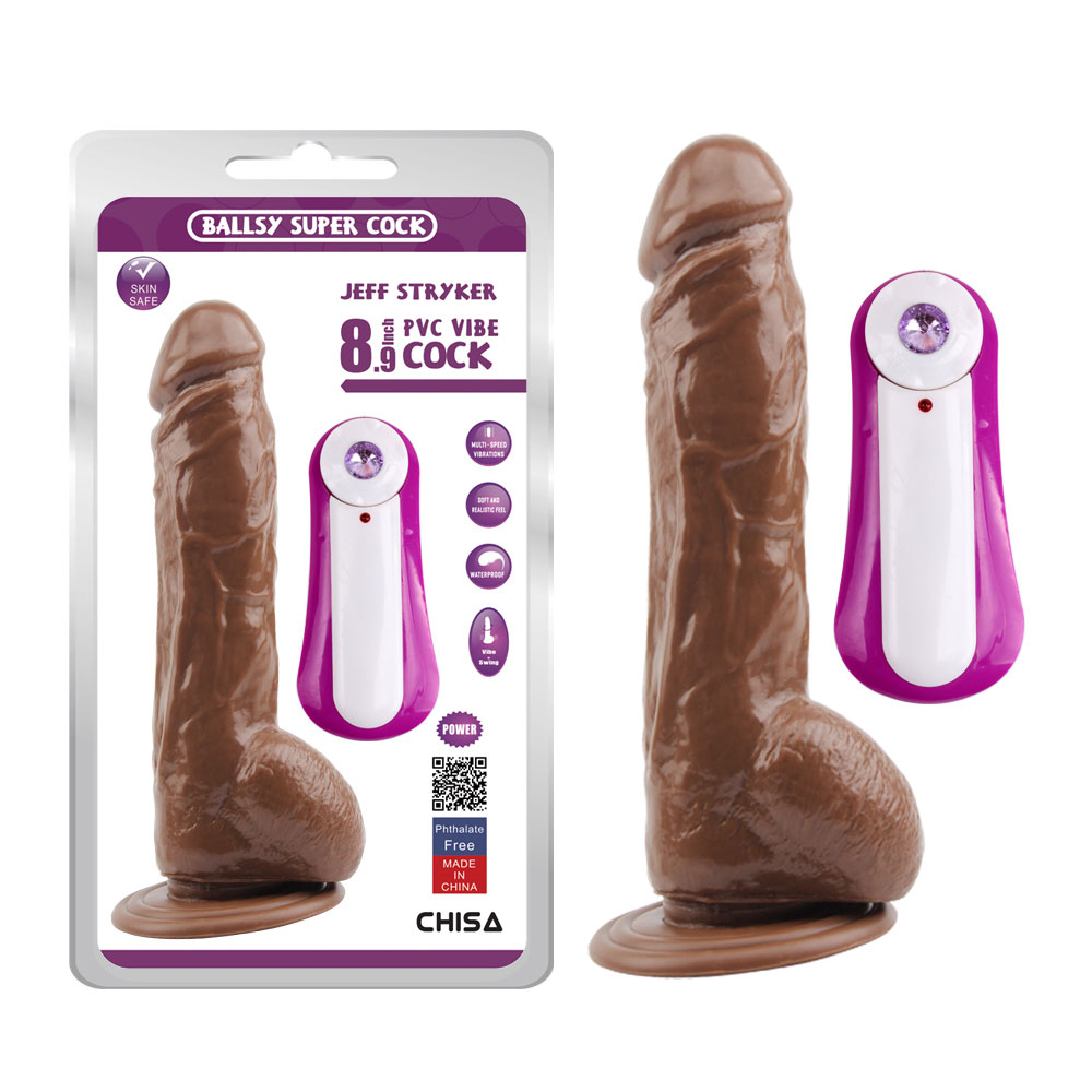 Jeff STRYKER 8.9 Vibrating Dildo-Brown